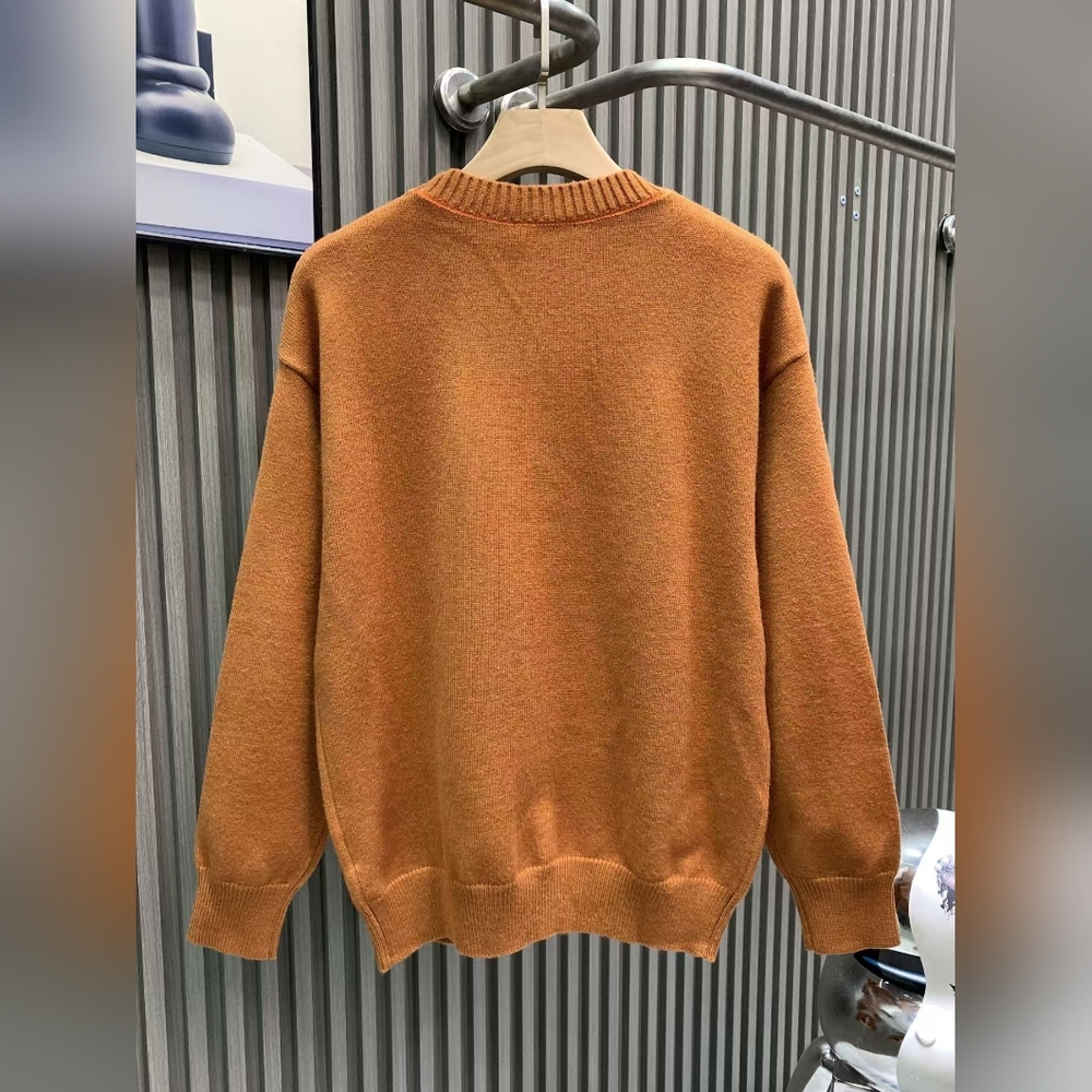 Fendi Orange Crew Neck Logo Letter Knit Sweater - Picture 2 of 10